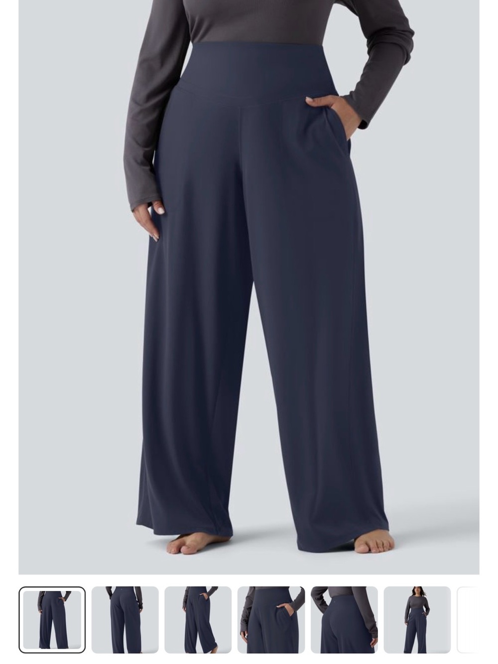 HALARA ultrasculpt Wide-Leg Lounge Pants in Navy,size 2x,pockets